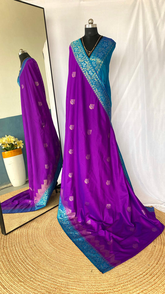 Shining Tone Silk Purple Color Saree