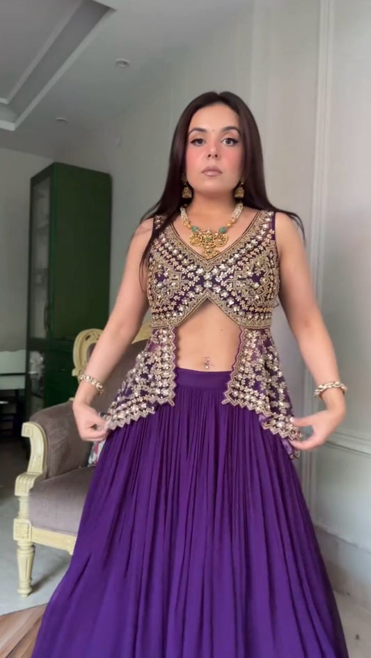 Wedding & Party Wear Purple Color Heavy Top With Lehenga