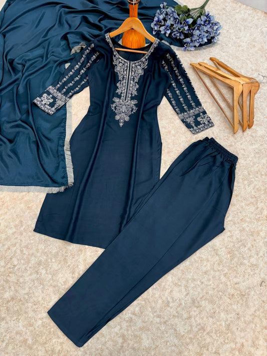 Precious Reyon Teal Blue Color Salwar Suit