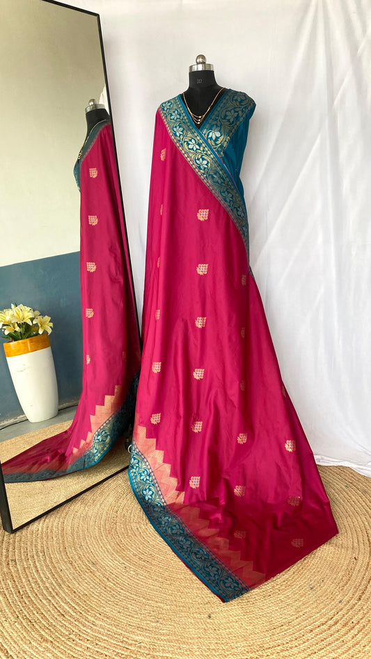Shining Tone Silk Pink Color Saree