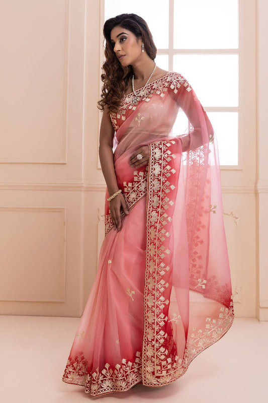 Luxuriant Soft Butterfly Net Pink Color Saree