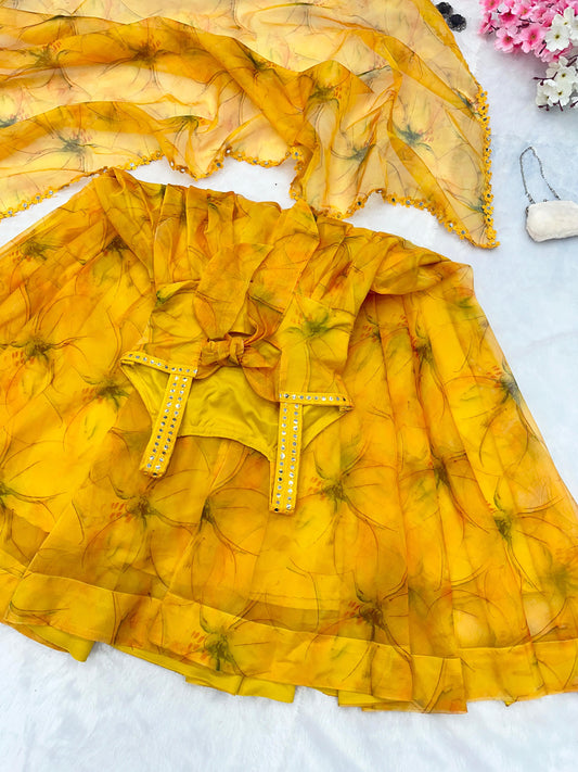 Preferable Digital Printed Yellow Color Anarkali Suit