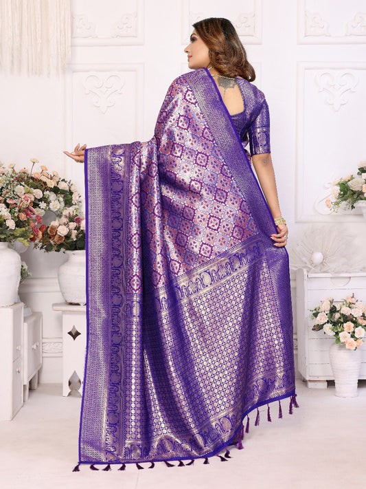 Glimmering Jari Silk Blue Color Saree