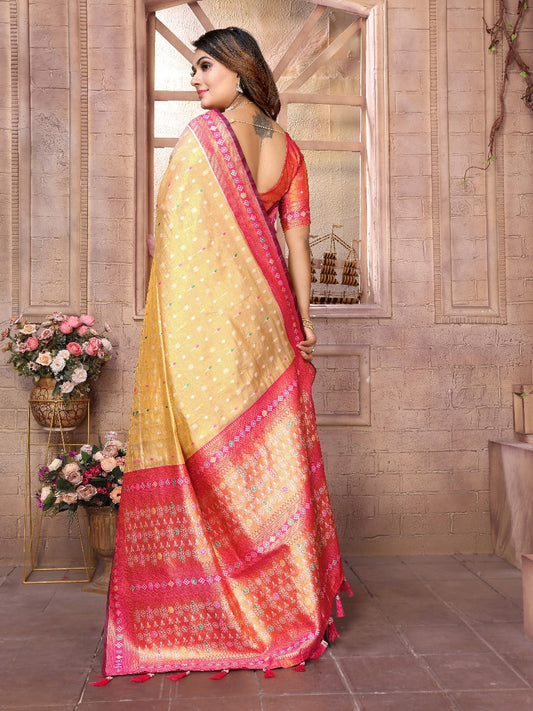 Adorable Banarasi Tissue Silk Mustard Color Saree