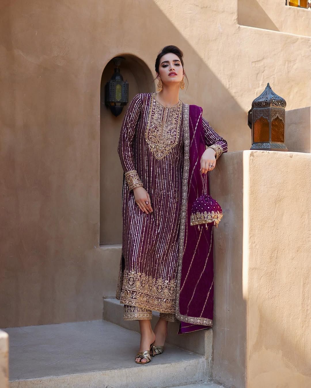 Elegant Georgette Pink Color Palazzo Suit