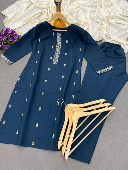 Elegant Roman Sequence Teal Blue Color Salwar Suit