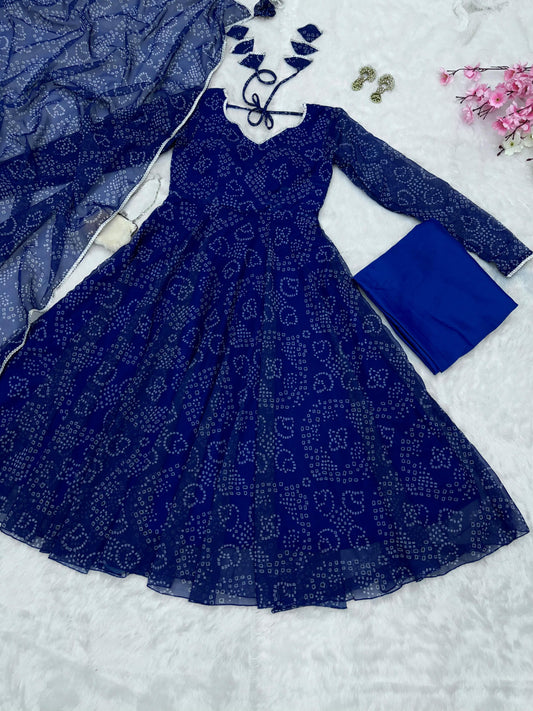 Demanding Georgette Blue Color Gown