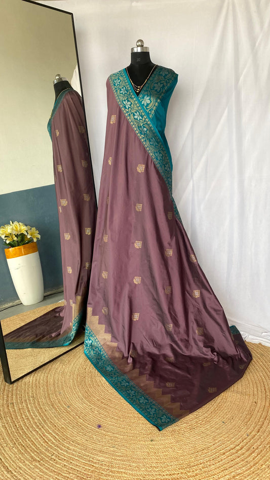 Shining Tone Silk Brown Color Saree