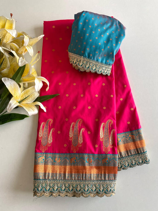 Peaceful Paithani Silk Pink Color Saree