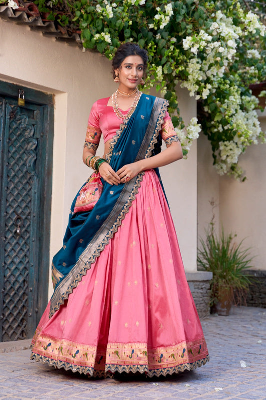 Traditional Wear Paithani Silk Light Pink Color Lehenga Choli