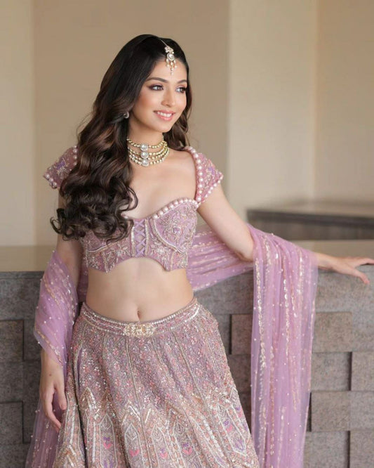 Amazing Kasturi Silk Pink Color lehenga choli