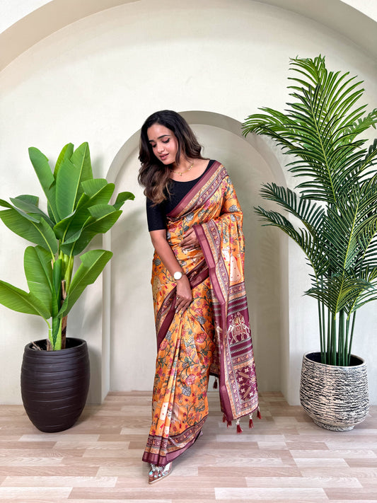 Glorious Dola Viscose Orange Color Saree