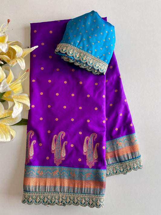 Peaceful Paithani Silk Purple Color Saree