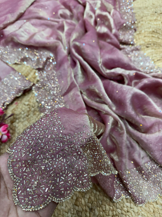 Attractive Silk Onion Color Saree