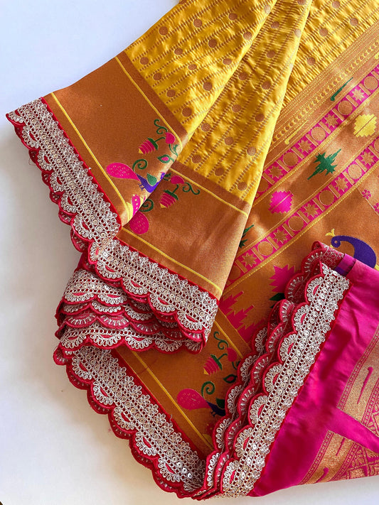 Ravishing Yellow Color Paithani Silk Saree