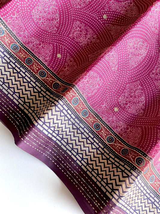 Elegant Bandhani Prints Wine Color Saree