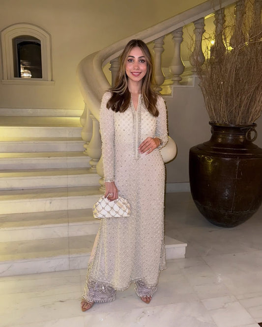 Occasion Wear Georgette Cream Color Salwar Suit