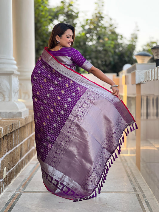 Fashionable Soft Silk Purple Color Saree