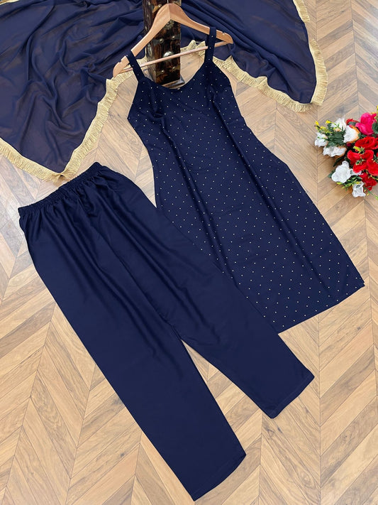 Adorable Heavy Reyon Blue Color Salwar Suit