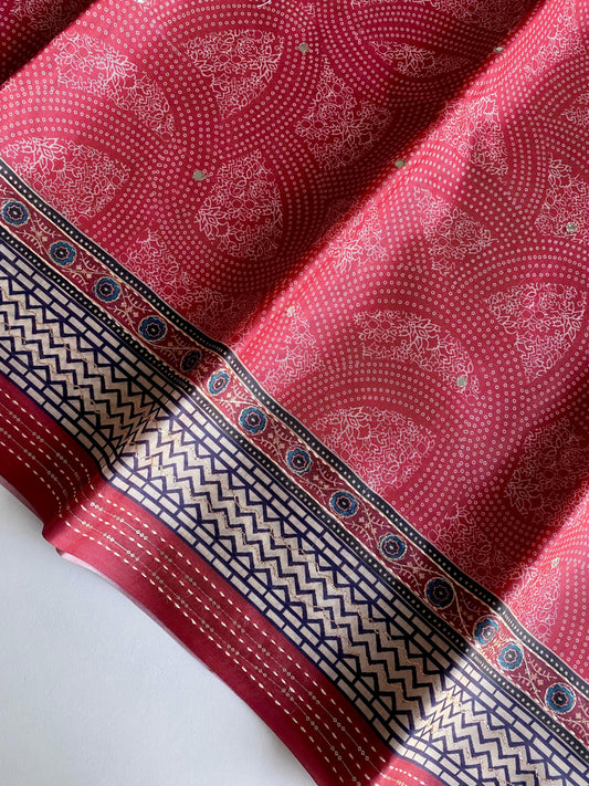 Elegant Bandhani Prints Red Color Saree