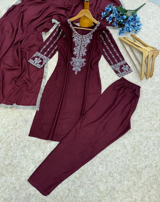 Precious Reyon Maroon Color Salwar Suit
