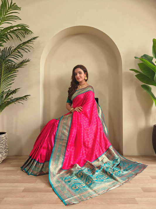 Casual Wear Pink Color Paithani Silk Saree