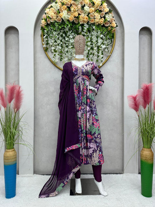 Naira Cut Multi Color Handwork Kurti Pair