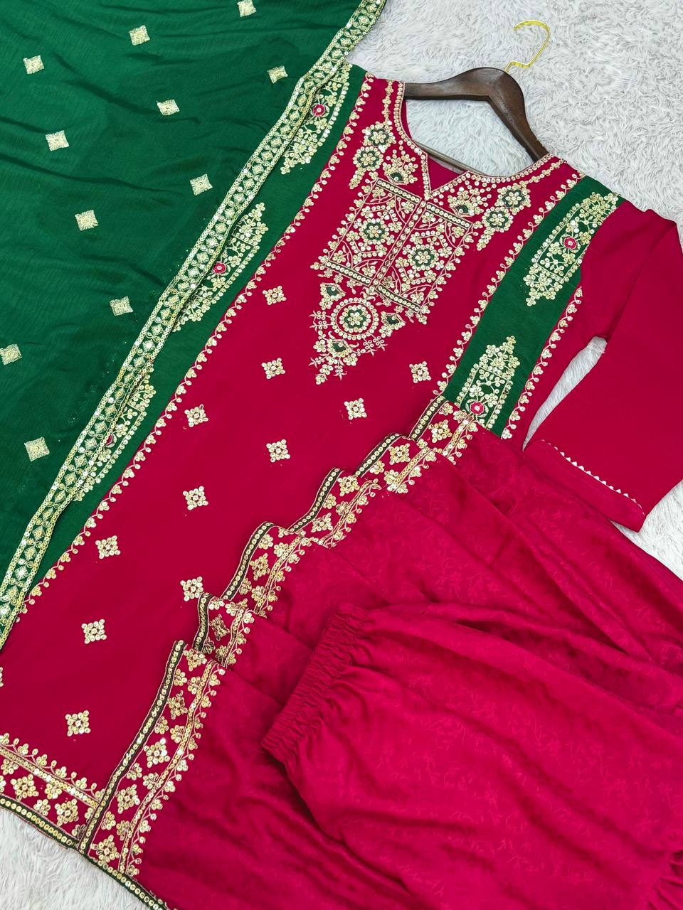 Traditional wear Pink Color Heavy Work Sharara Suit