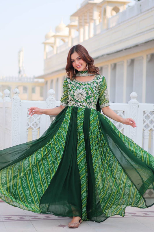 Adorable Outstanding Green Gown With Dupatta