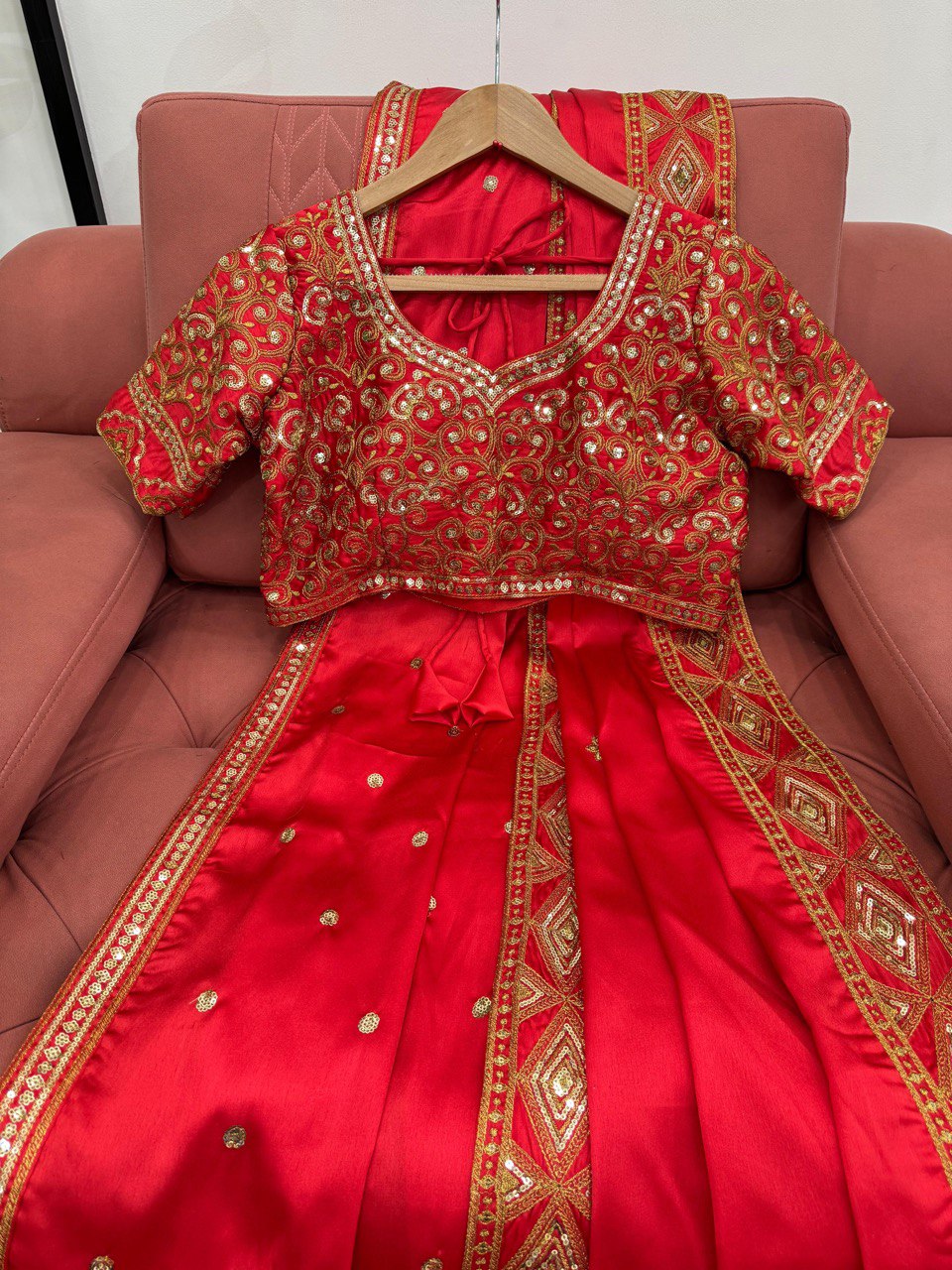 Preferable Satin Silk Red Color Designer Saree