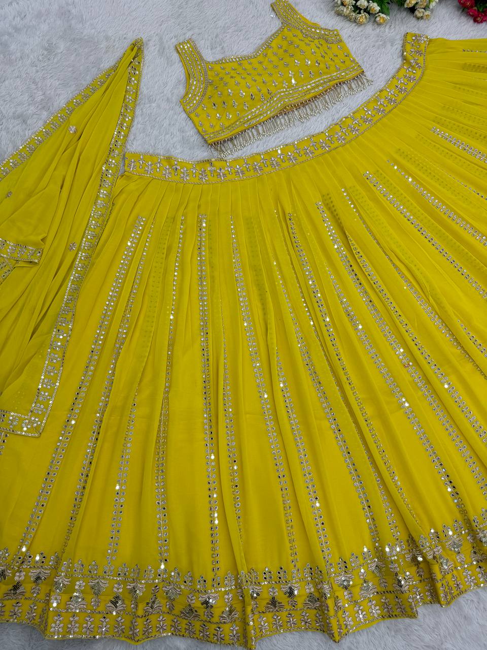 Haldi Wear Georgette Yellow Color Bridal Lehenga Choli