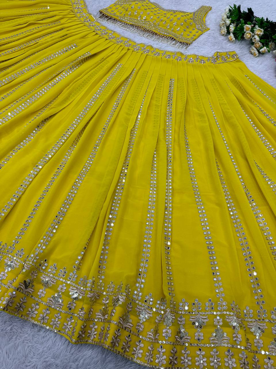 Haldi Wear Georgette Yellow Color Bridal Lehenga Choli