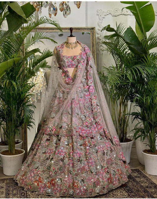 Pattern Wedding & Party Wear Multi Color Sequins Work Lehenga Choli