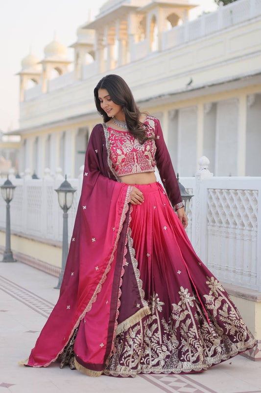 Captivating Embroidery Sequence Work pink Color Lehenga Choli