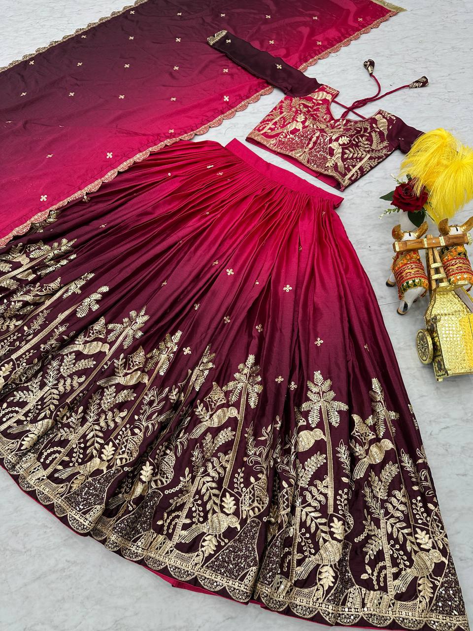 Captivating Embroidery Sequence Work pink Color Lehenga Choli