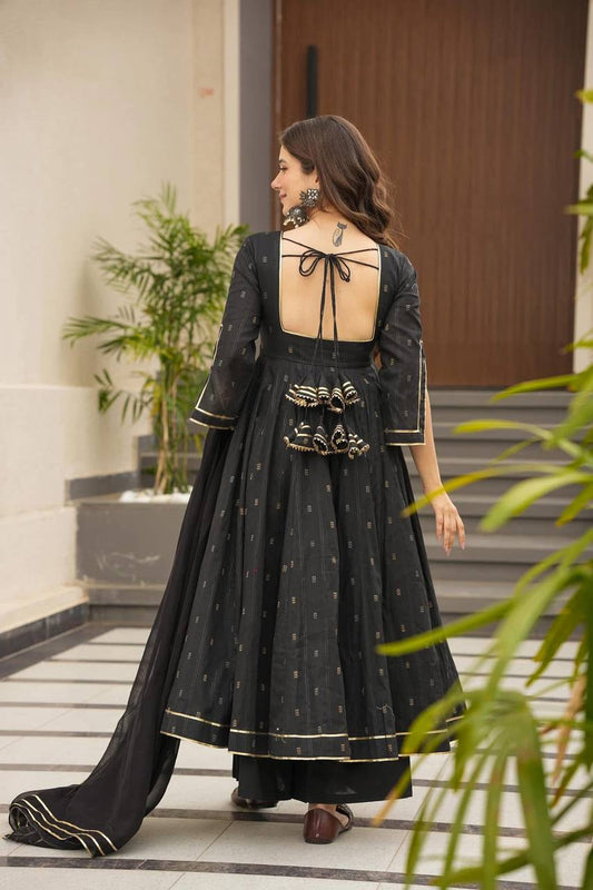 Preferable Digital Print Work Black Color Anarkali Suit