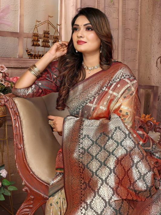 Party Wear Multi Color Kochi Silk Saree