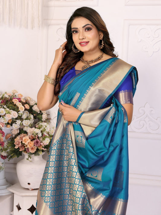 Attractive Soft Silk Blue Color Saree