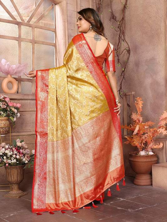 Awesome Tissue Silk Mustard Color Saree