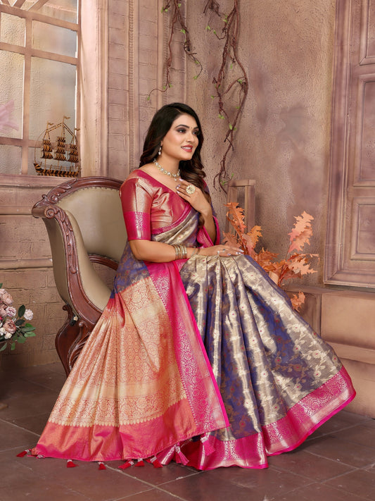 Awesome Tissue Silk Purple Color Saree