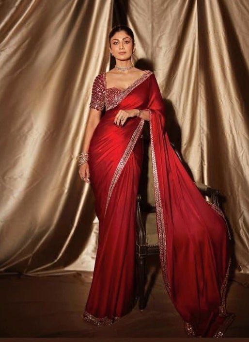 Delightful Red Color Crape Silk Designer Saree