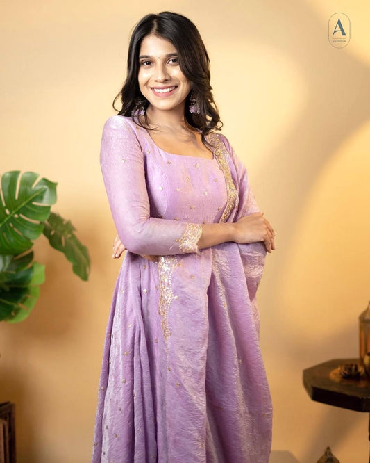 Adorable Sequence Work Lavender Color Gown