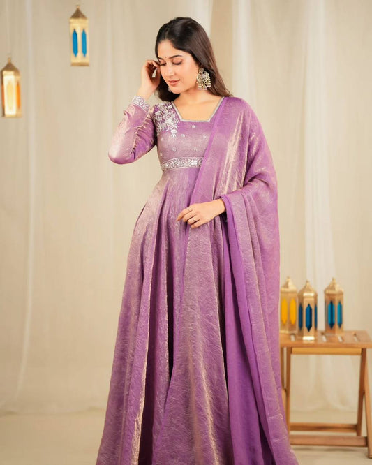 Charming Sequence Work Lavender Color Gown