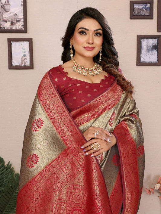 Admiring Tissue Silk Red Color Saree