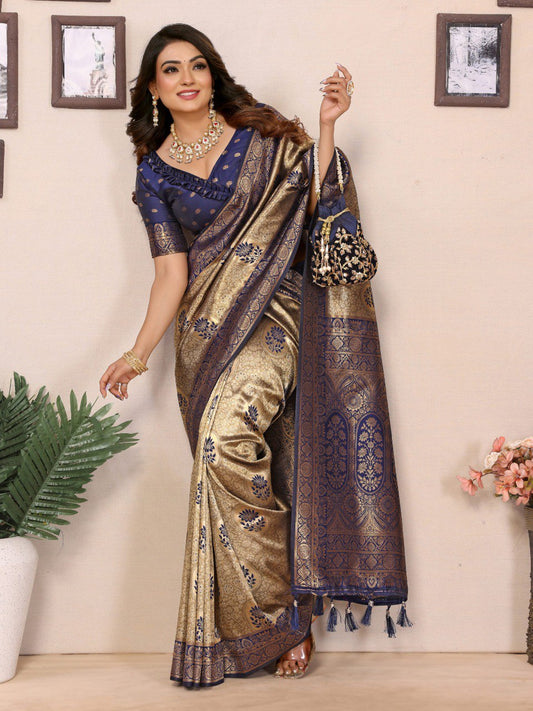 Admiring Tissue Silk Blue Color Saree