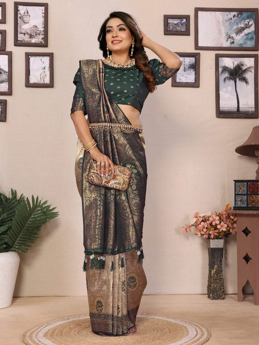 Admiring Tissue Silk Green Color Saree