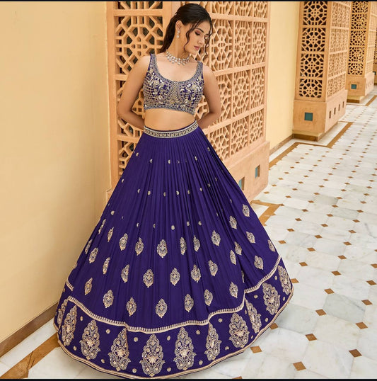 Designer Sequence Work Blue Color lehenga choli