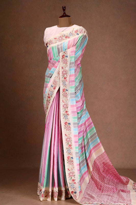 Function Wear Digital Prints With Work Multi Color Saree