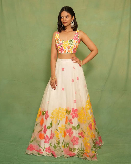 Digital Floral Print Multi Color Lehenga choli