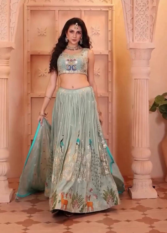 Superhit Sequence Work Pista Color Lehenga Choli